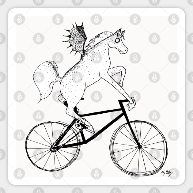 Pegasus Riding a Bicycle Magnet by AlyStabz